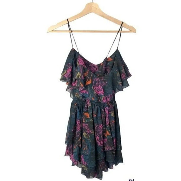 H&M Y2K Navy Blue Floral Cross Back Tunic Tank Top 6 - Picture 8 of 9